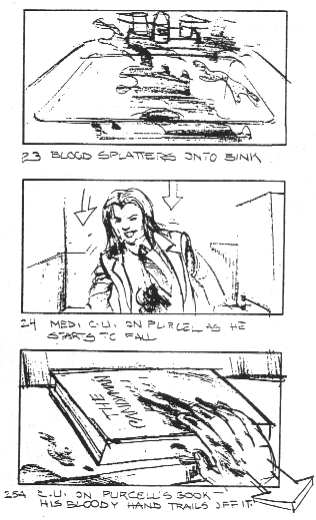 Storyboard of Purcell's death by Janet Cushnik