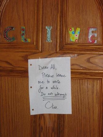 The door to Clive's writing study, August 2009