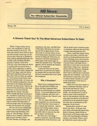 NB News, Vol 1 Issue 1, Winter 1989