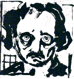W is for Window (portrait of Poe from A-Z of Horror)